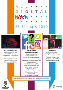 ALL DIGITAL Week 25-31 mars 2019 på Ronneby bibliotek 3